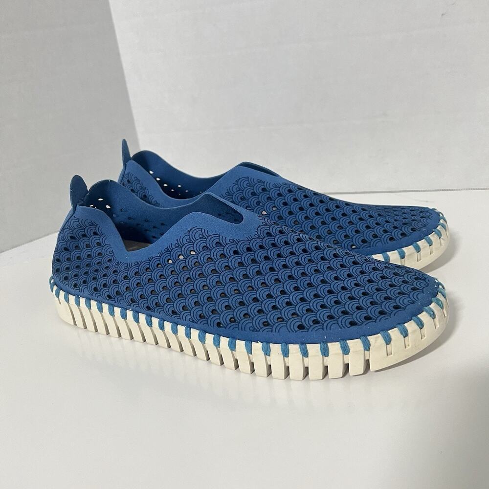 Ilse Jacobsen Tulip Shoes Womens 39 / 8.5-9 Slip On Perforated Round Toe Blue